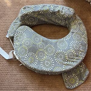 Nursing Support Pillow in Gray with Yellow Dot Pattern